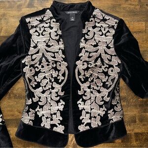 White House Black Market Black Velvet Embroidered Blazer